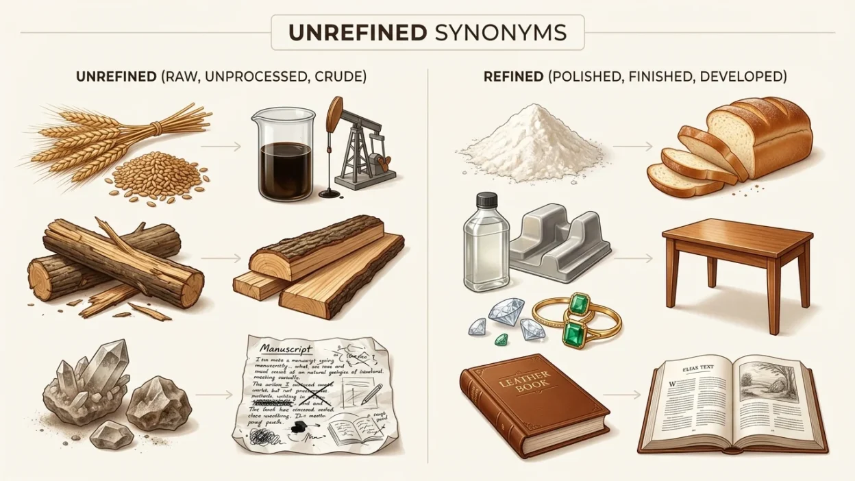 unrefined synonyms